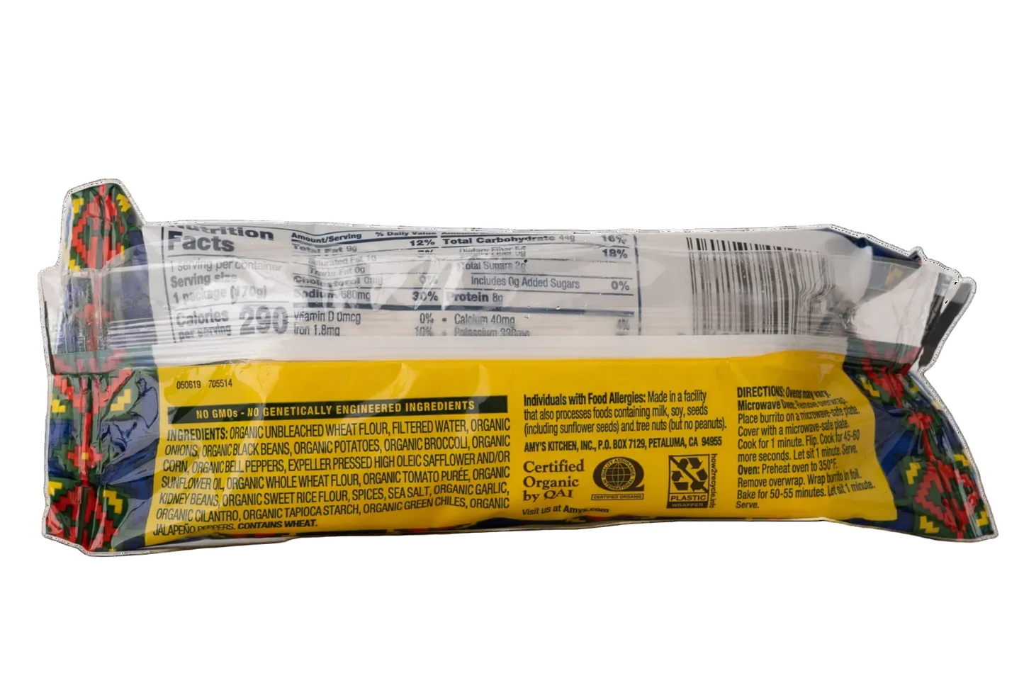 Amy's Kitchen Black Bean Vegetable Burrito Dairy-Free