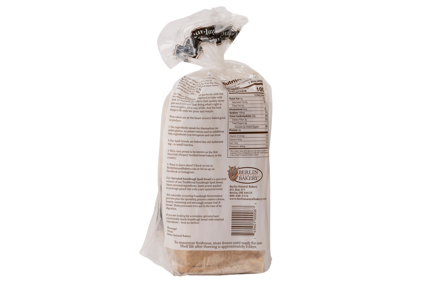 Berlin Natural Bread Sprouted Sourdough Spelt