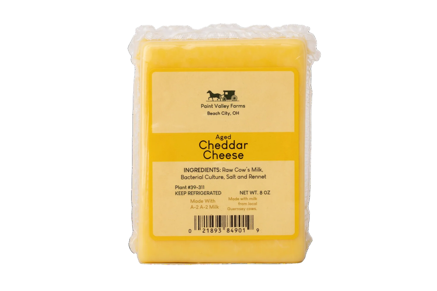 Paint Valley Farms A2 Guernsey Cheese Cheddar Chunk