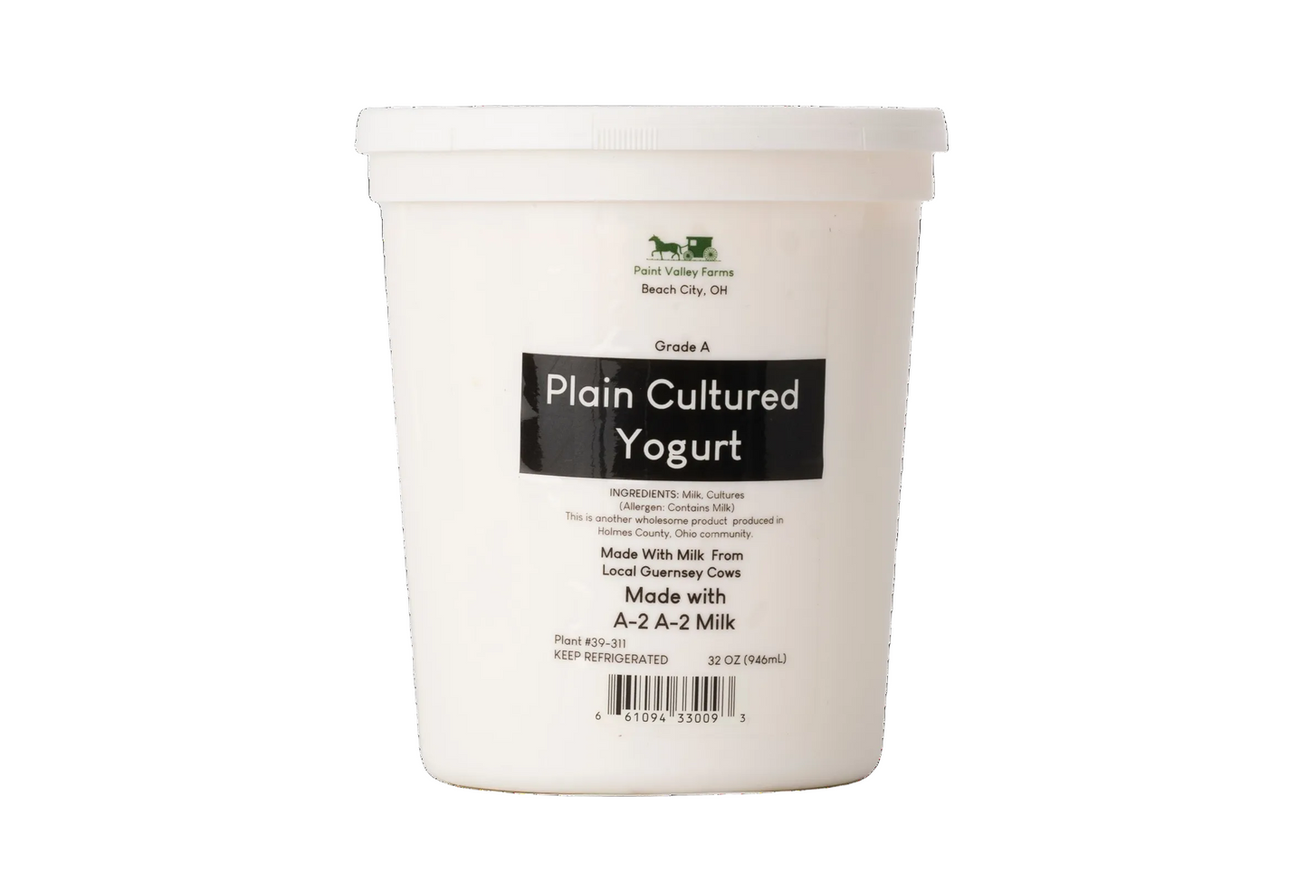 Paint Valley Farms Plain Cultured Yogurt