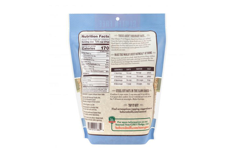 Bob's Red Mill Gluten Free Steel Cut Organic Oats
