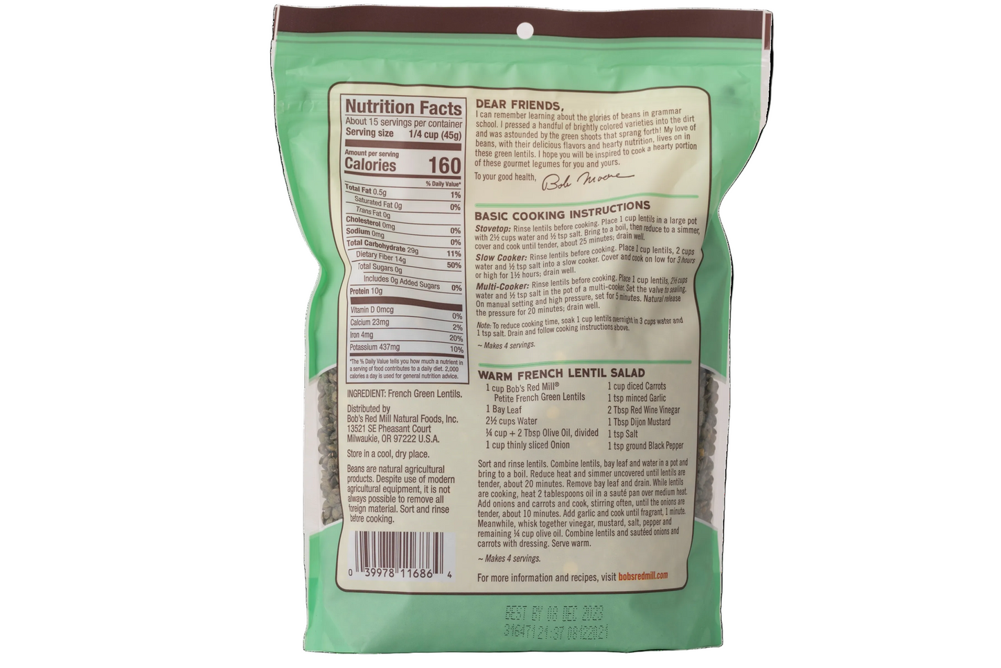 Bob's Red Mill Petite French Green Lentils