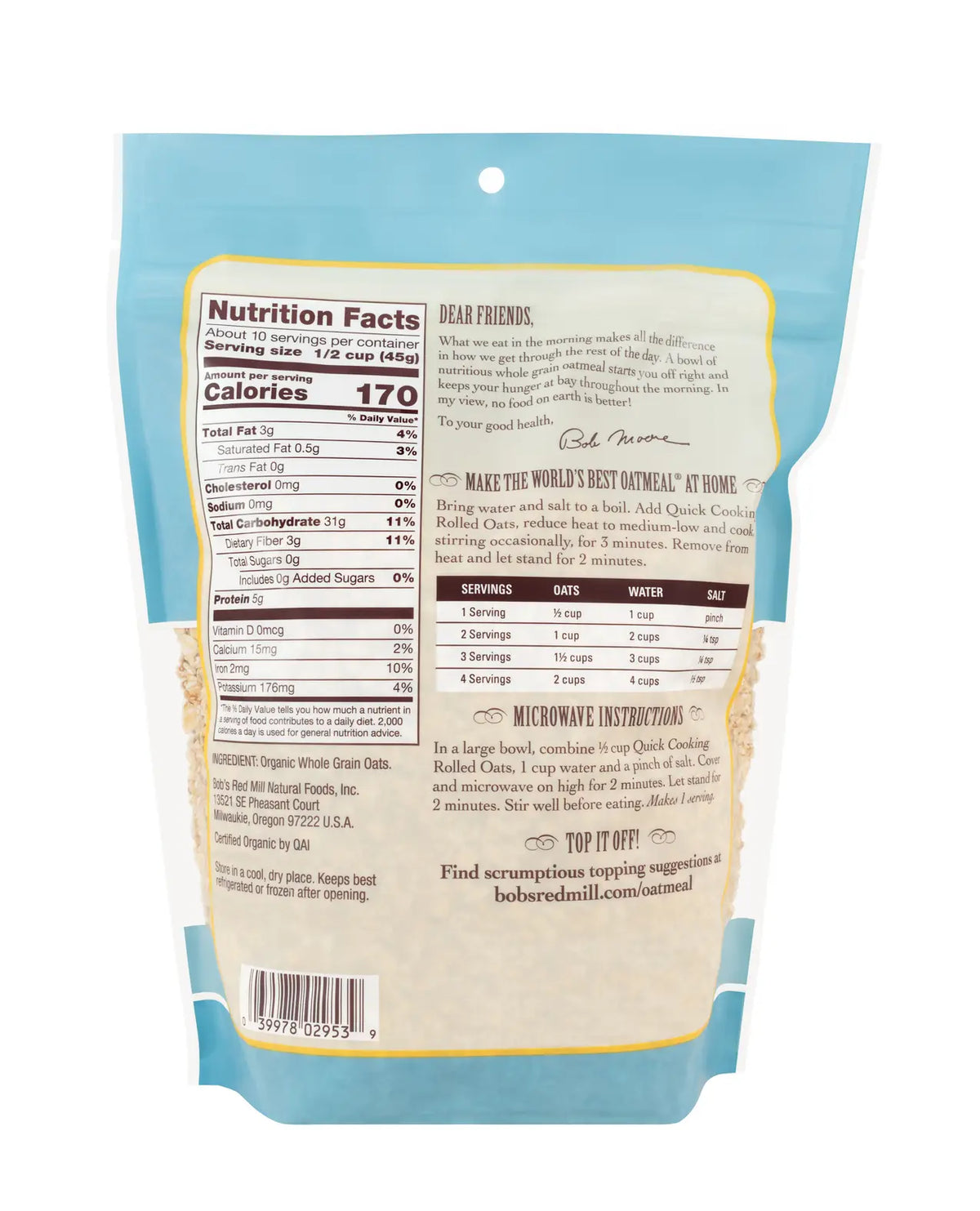 Bob's Red Mill Organic Quick Rolled Oats
