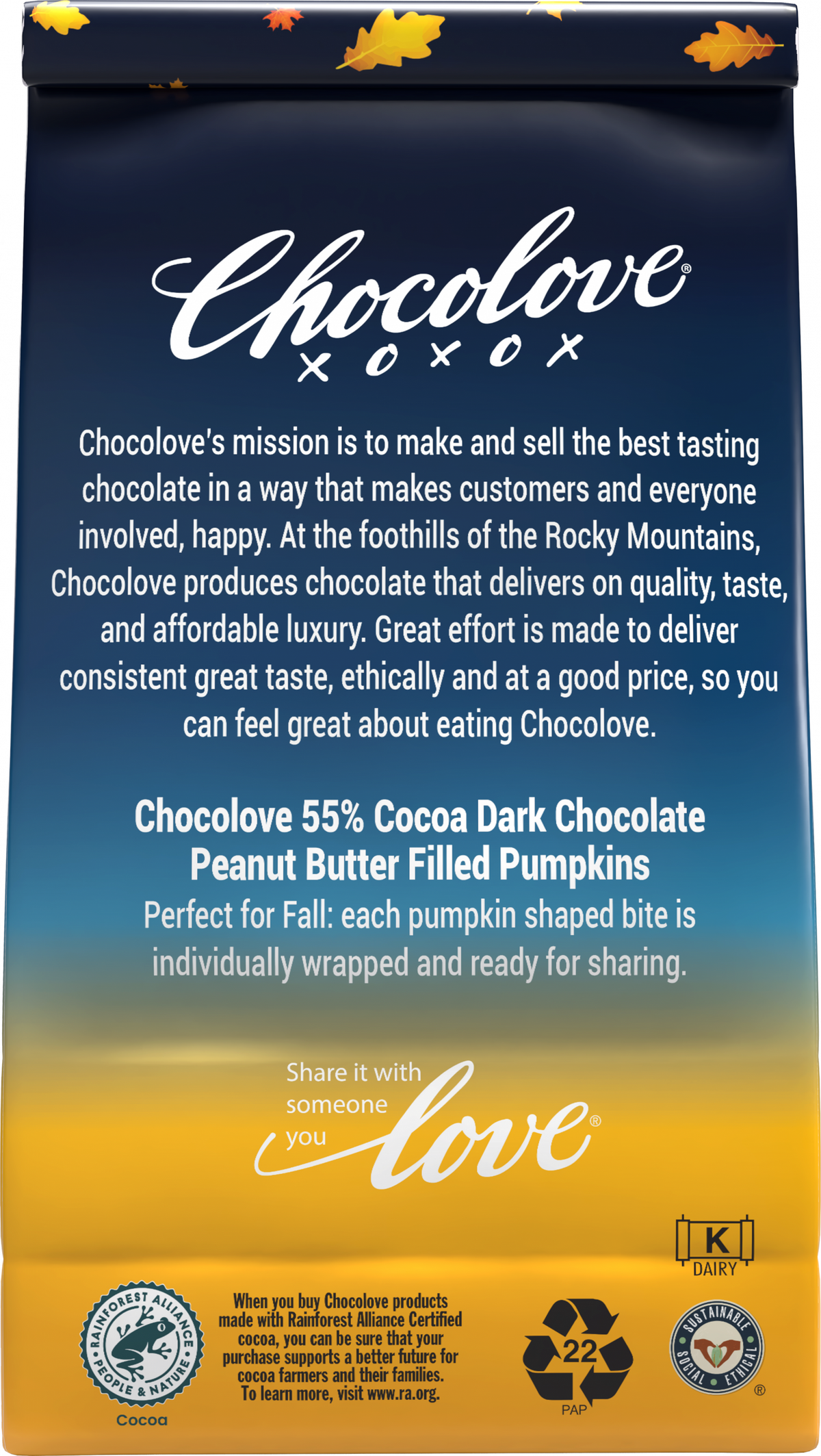 Chocolove Bites Dark Chocolate Peanut Butter Pumpkins