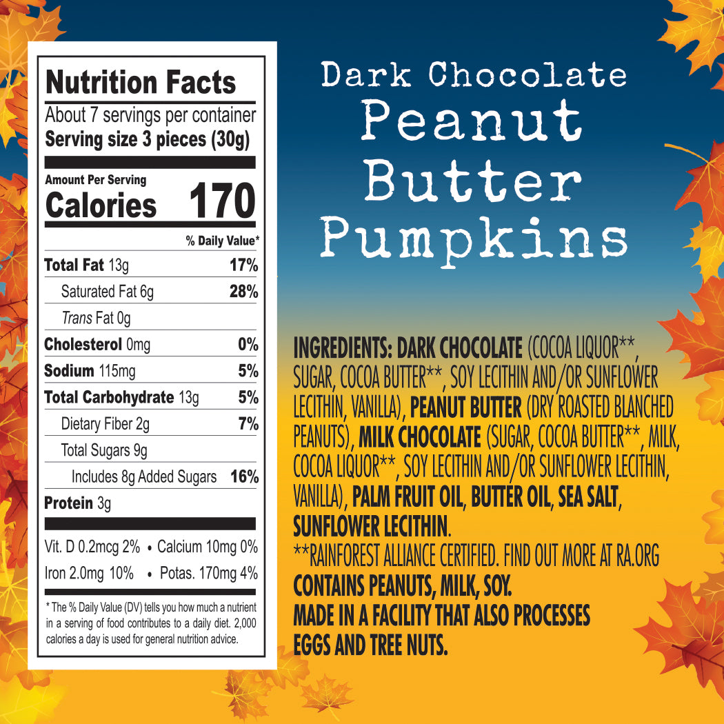 Chocolove Bites Dark Chocolate Peanut Butter Pumpkins