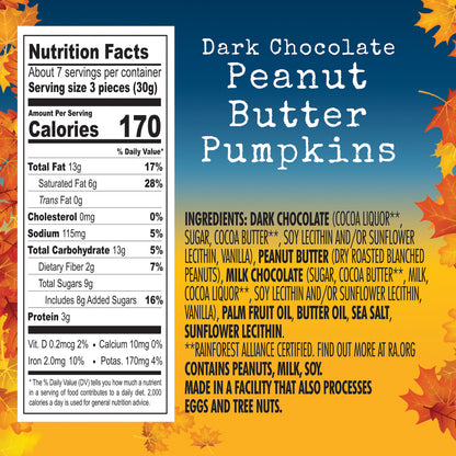 Chocolove Bites Dark Chocolate Peanut Butter Pumpkins