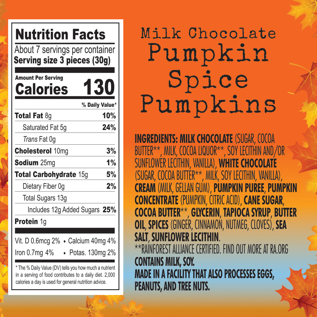 Chocolove Bites Milk Chocolate Pumpkin Spice Pumpkins