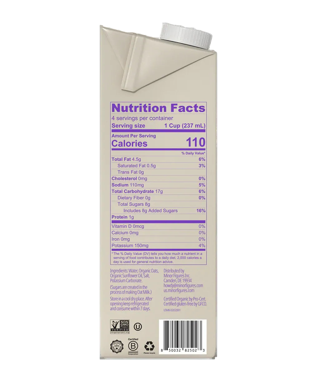 Minor Figures Organic Barista Quality Oat Milk